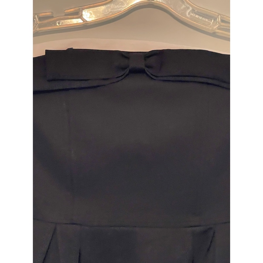 Muyeon Ji Black Midi Dress Bow Detail White Pleated Hem Size Medium - Picture 4 of 8